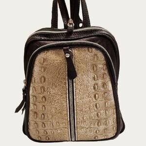 Mitra-Ladies' Elegant Backpack of Crocodile Print & Smooth Italian Calfskin
